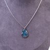 Bijoux argenté acier inoxydable 316L chirurgical hypoallergénique goutte bleu fait main france artisanal phénaïsens phenaisens. Collier Rosée Matinale
