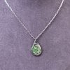 Bijoux argenté acier inoxydable 316L chirurgical hypoallergénique goutte vert fait main france artisanal phénaïsens phenaisens. Collier Rosée Matinale