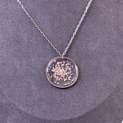 Bijoux collier aube argenté acier inoxydable 316L chirurgical hypoallergénique rose fait main france artisanal phénaïsens phenaisens. Collier Aube