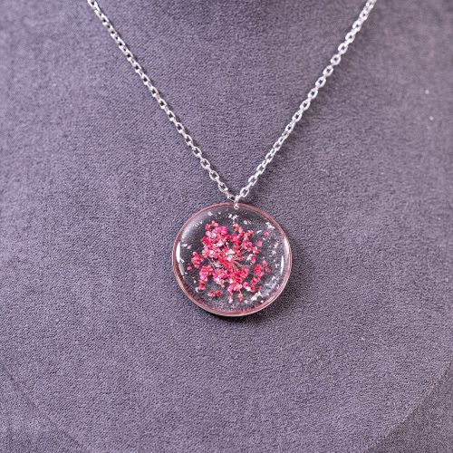 Bijoux collier aube argenté acier inoxydable 316L chirurgical hypoallergénique rouge fait main france artisanal phénaïsens phenaisens. Collier Aube