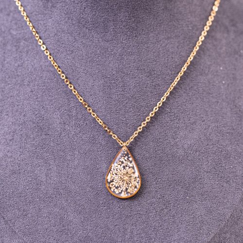 Bijoux doré acier inoxydable 316L chirurgical hypoallergénique goutte blanc fait main france artisanal phénaïsens phenaisens Collier Rosée Matinale