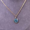 Bijoux doré acier inoxydable 316L chirurgical hypoallergénique goutte bleu fait main france artisanal phénaïsens phenaisens.. Collier Rosée Matinale