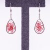 Bijoux rosée matinale argenté acier inoxydable 316L chirurgical hypoallergénique fleurs rouge fait main france artisanal phénaïsens phenaisens. Boucles d'Oreilles Rosée Matinale