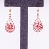 Bijoux rosée matinale doré acier inoxydable 316L chirurgical hypoallergénique fleurs rouge fait main france artisanal phénaïsens phenaisens. Boucles d'Oreilles Rosée Matinale