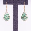 Bijoux rosée matinale doré acier inoxydable 316L chirurgical hypoallergénique fleurs vert fait main france artisanal phénaïsens phenaisens... Boucles d'Oreilles Rosée Matinale