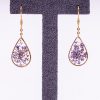 Bijoux rosée matinale doré acier inoxydable 316L chirurgical hypoallergénique fleurs violet clair fait main france artisanal phénaïsens phenaisens.. Boucles d'Oreilles Rosée Matinale