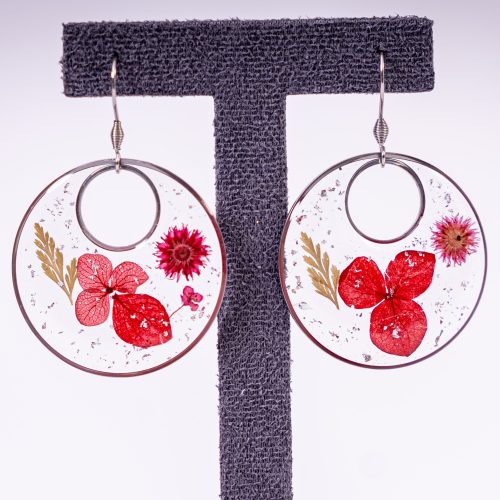 Bijoux boucle d'oreille sérénité acier inoxydable 316L chirurgical hypoallergénique rouge fait main france artisanal phénaïsens phenaisens. Boucles d'Oreilles Sérénité