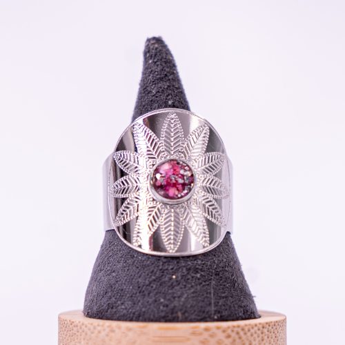 phénaïsens bijoux bague argenté fleurie acier inoxydable 316L chirurgical hypoallergénique fleurs rose phenaisens fait main france artisanal. Bague Rosace